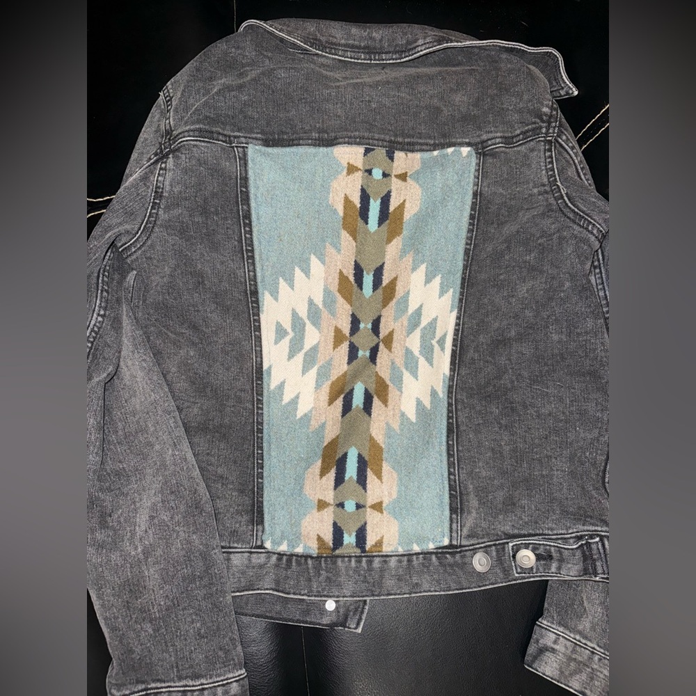 Denim Jacket with Geometric Pattern